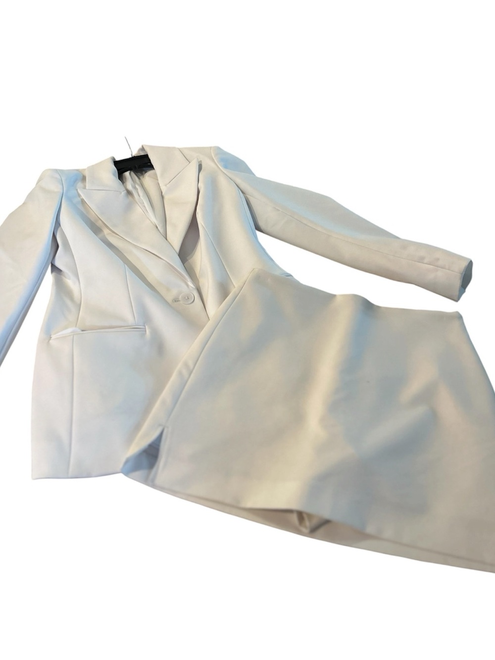 Express White Single-Button Tailored Blazer and Skort Set